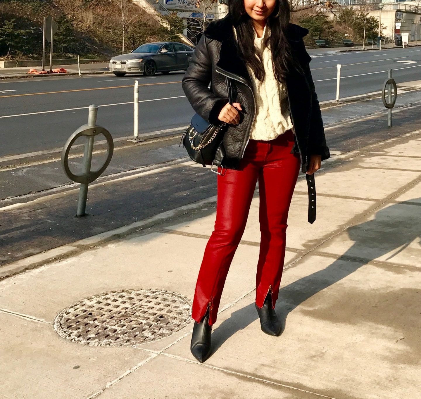 red leather pants